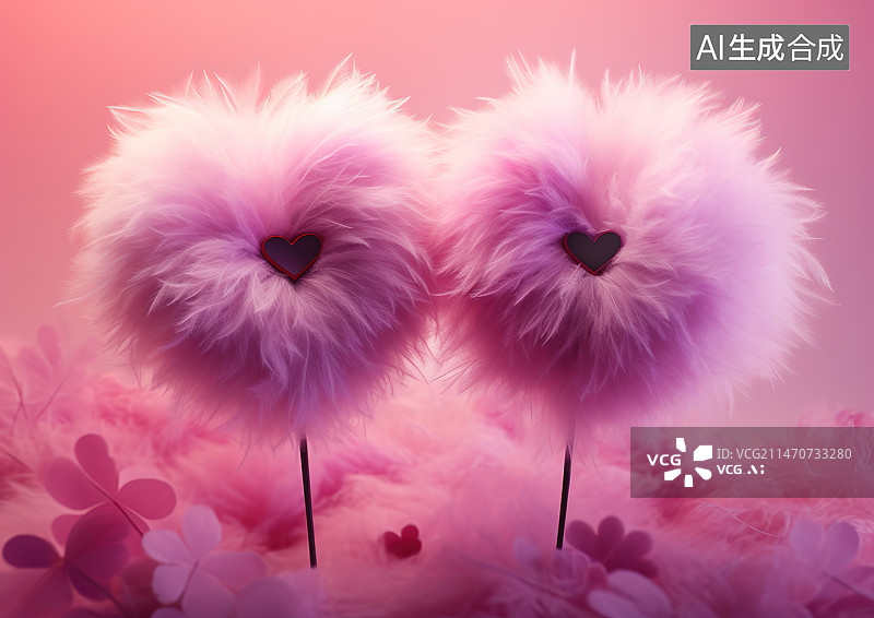 【AI数字艺术】粉红色背景下的花朵特写镜头图片素材