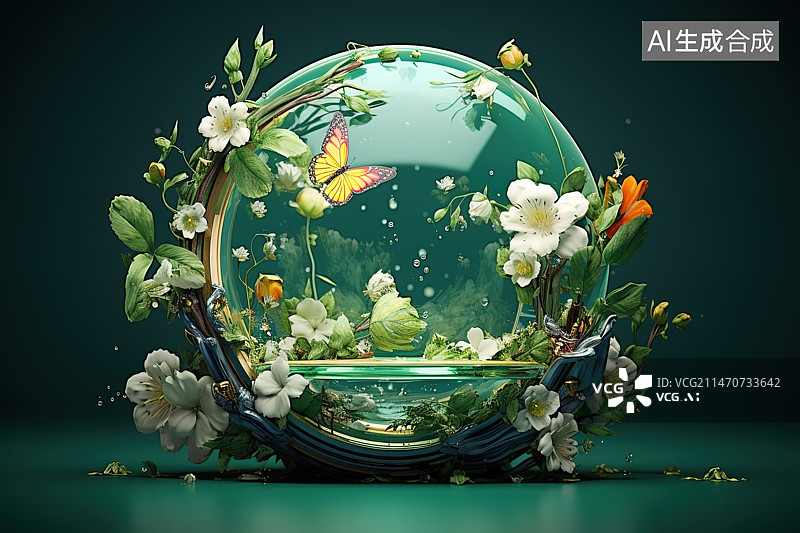 【AI数字艺术】黑色背景下桌上花瓶的特写镜头图片素材