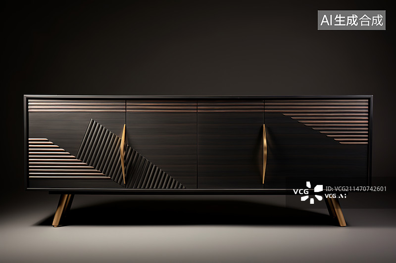 【AI数字艺术】暗室里的空椅子和桌子图片素材