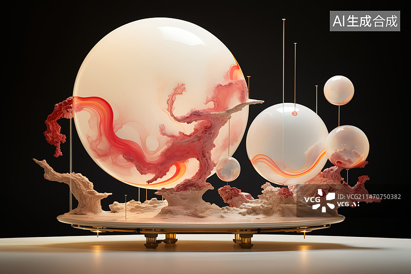 【AI数字艺术】黑色背景下桌子上的玻璃特写镜头图片素材