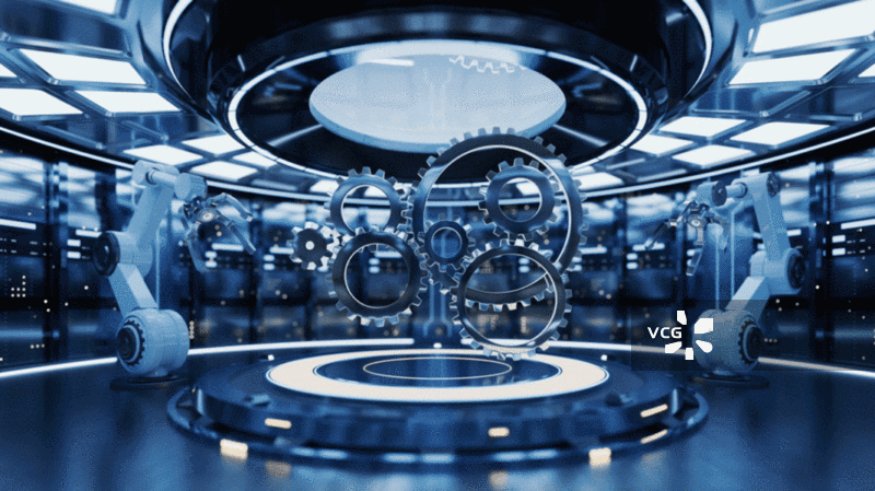 机械臂与机械齿轮3D渲染图片素材