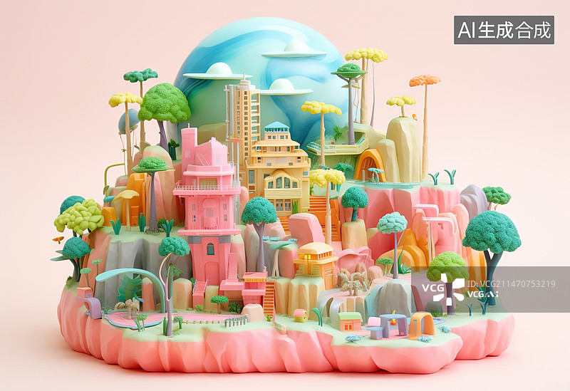 【AI数字艺术】彩色背景下的彩色糖果特写镜头图片素材