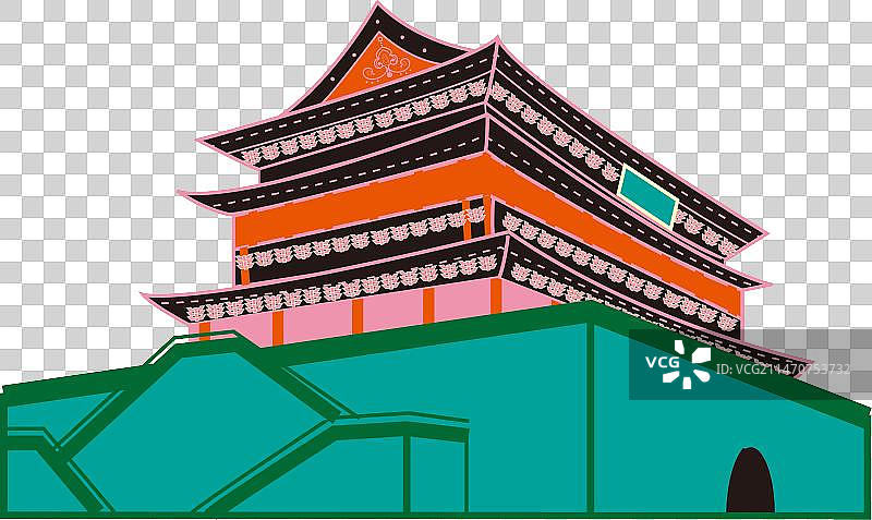 西安矢量插画建筑动物国风元素-1图片素材