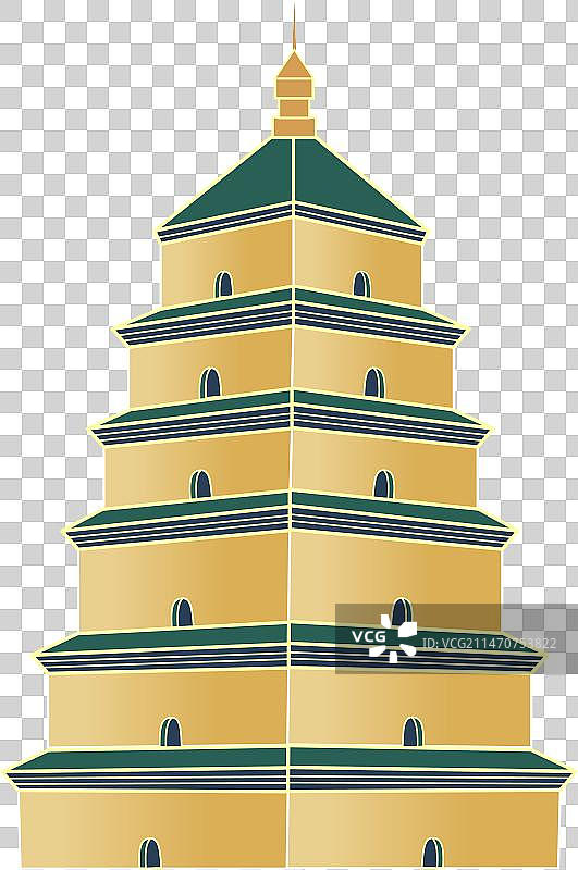 西安矢量插画建筑动物国风元素-1图片素材