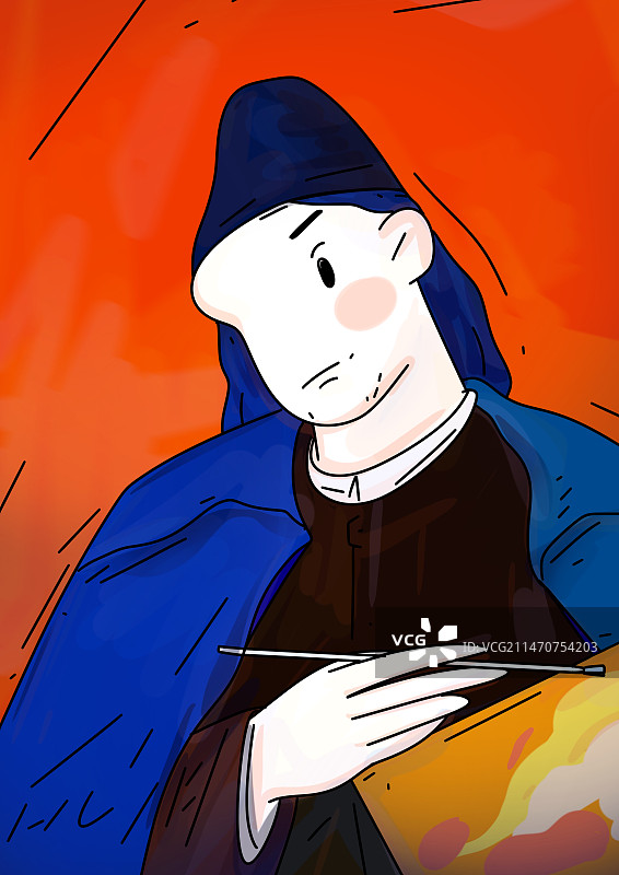 自画像，保罗·高更世界名画卡通抽象人像插画设计美学系列插画图片素材
