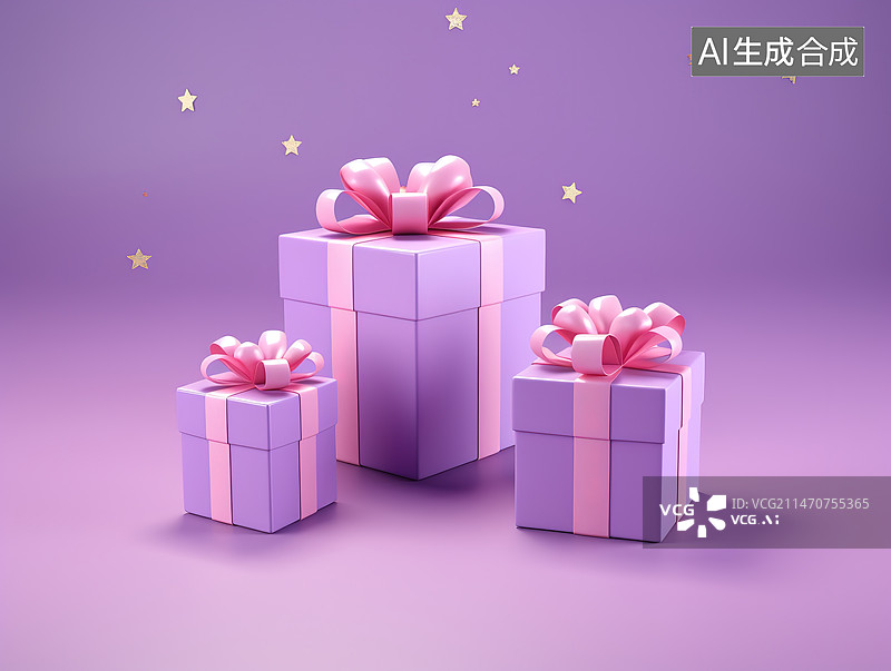 【AI数字艺术】彩色背景上的圣诞礼物特写镜头图片素材