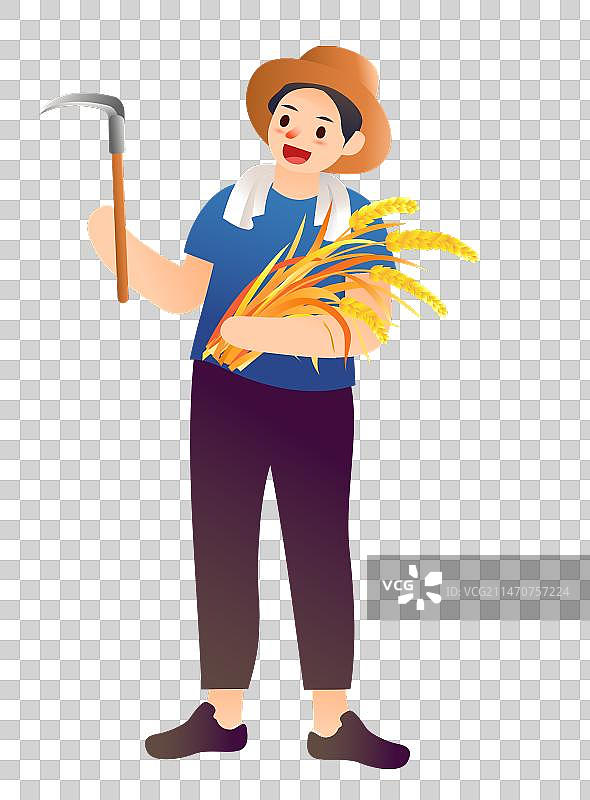 秋分水稻大丰收插画元素图片素材