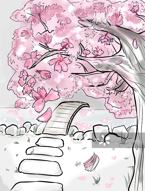 花卉樱花香氛产品大尺寸高清插画图片素材