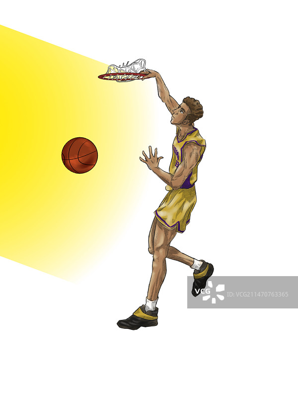 篮球红色短发黑种人球员运球扣篮街头比赛白底图片素材