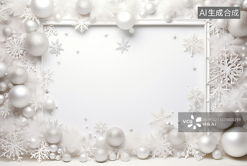 【AI数字艺术】白色背景上圣诞装饰的特写镜头图片素材