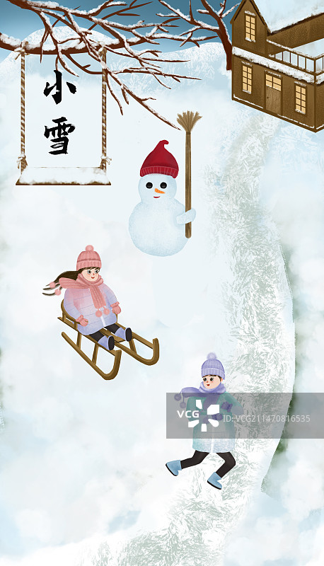 节气插画-小雪图片素材