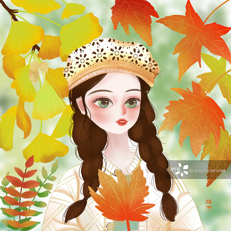 头像插画-秋天的枫叶图片素材