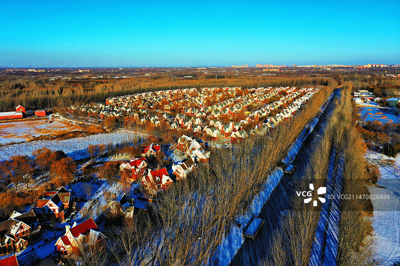 雄安新区雄县温泉城大雪过后风光美 （温泉城）图片素材