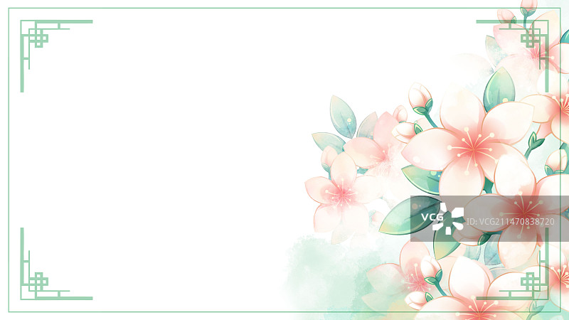 桐花，唯美清新水彩花卉系列背景图片素材