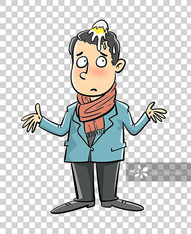 头顶臭鸡蛋的男人图片素材