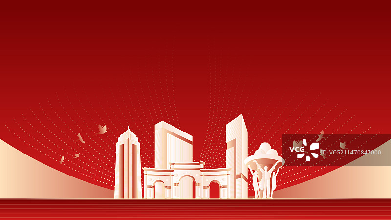 茂名地标建筑红色周年背景图片素材