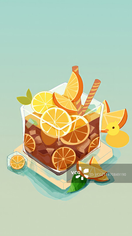 柠檬冰红茶夏日饮品清凉酷爽插画图片素材