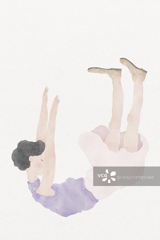 女孩优雅坠落插画图片素材