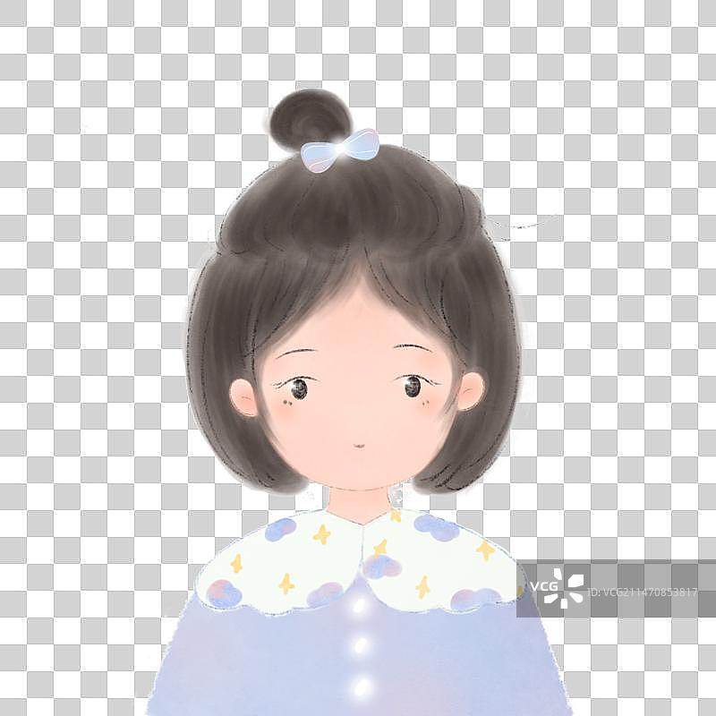清新短发可爱女孩头像插画素材图片素材
