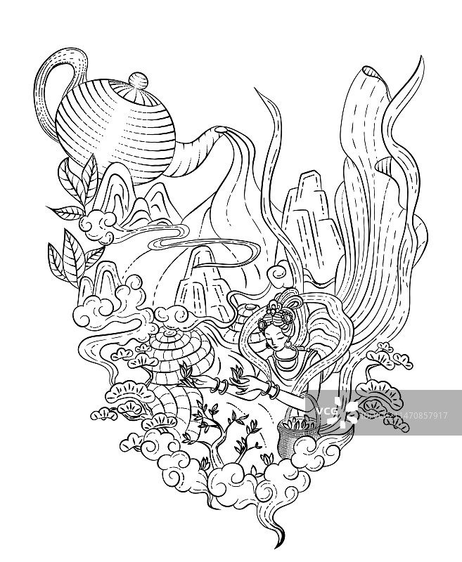 茶包装插画图片素材