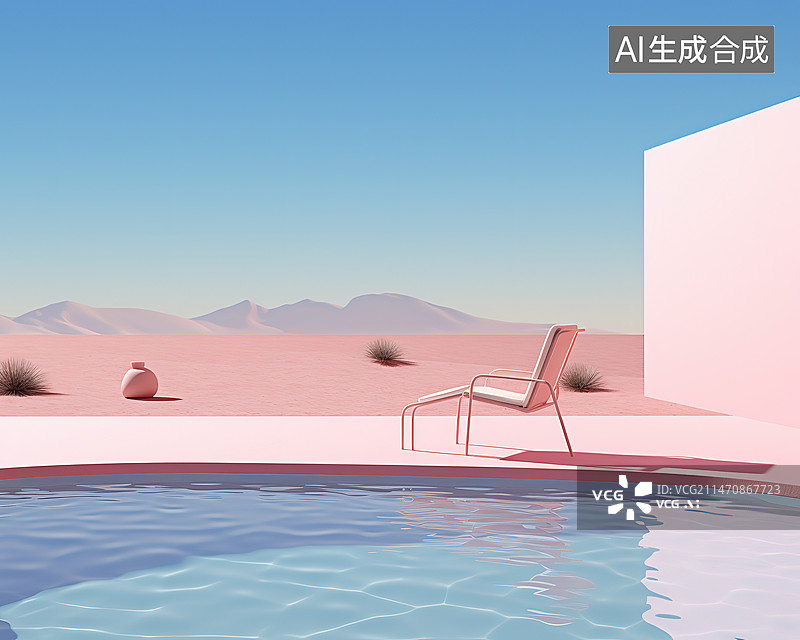 【AI数字艺术】蓝天映衬下的沙漠风景图片素材