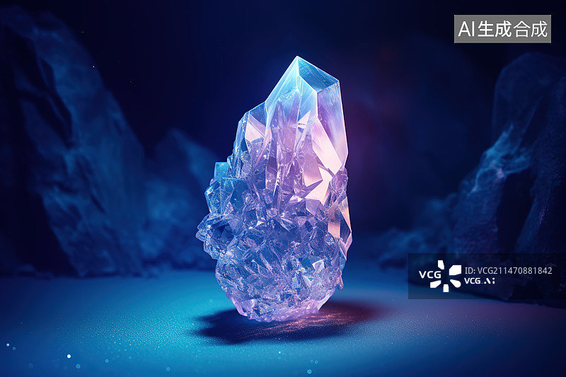【AI数字艺术】黑色背景下的冰块特写镜头图片素材