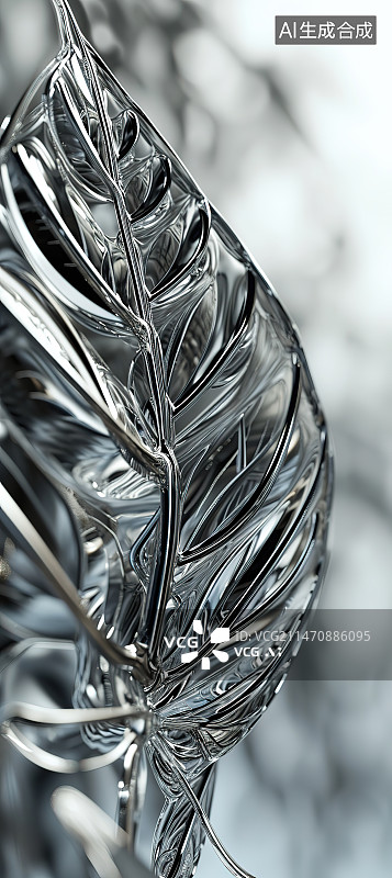 【AI数字艺术】金属上的雪特写镜头图片素材