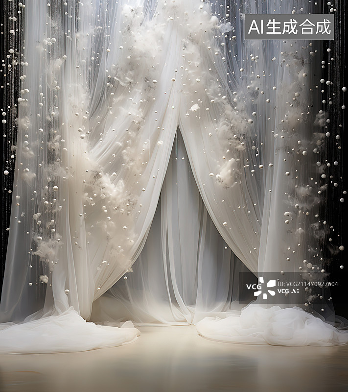【AI数字艺术】雪中的窗帘图片素材