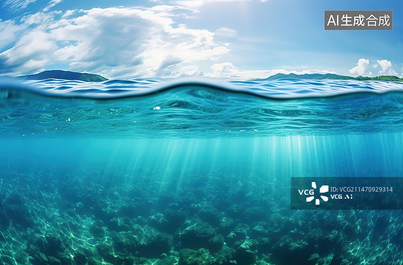 【AI数字艺术】海洋中的鱼群图片素材