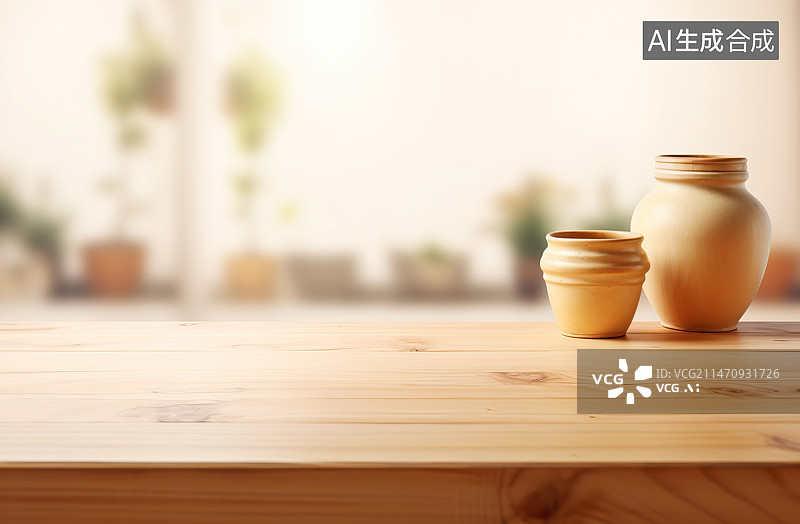 【AI数字艺术】桌子上的杯子和碟子的特写镜头图片素材