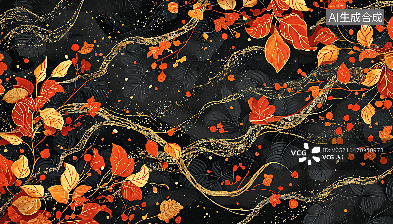 【AI数字艺术】秋天枫叶季节的图片素材