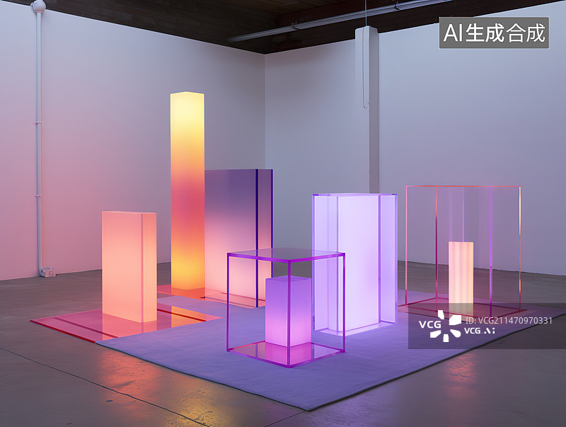 【AI数字艺术】彩色灯光下的彩色光线图片素材