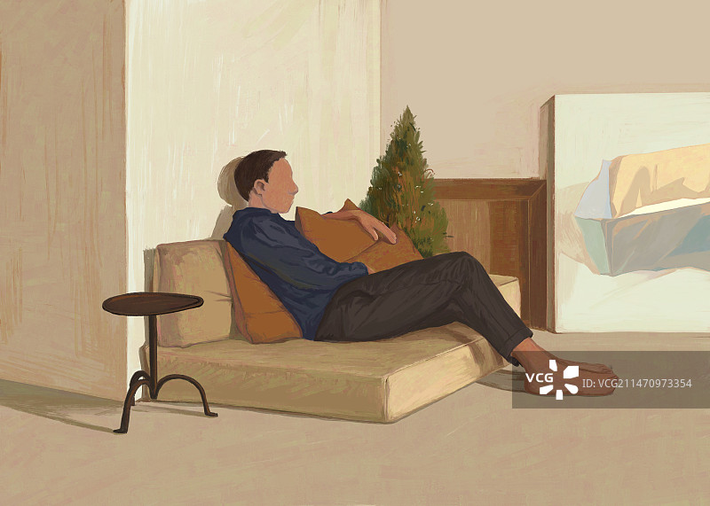 慵懒的周末单身生活图片素材