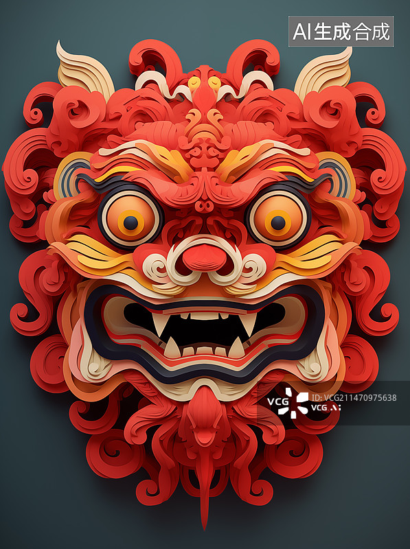 【AI数字艺术】红色龙年装饰图片素材
