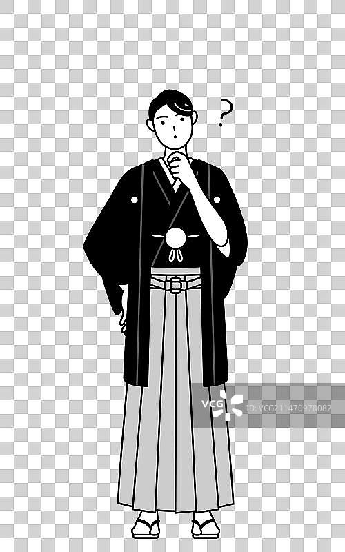 戴着带家徽的袴的男人点头图片素材