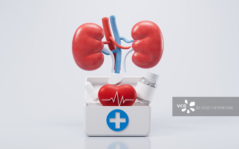 肾脏器官医疗概念3D渲染图片素材