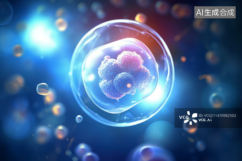 【AI数字艺术】蓝色细胞科技背景图片素材