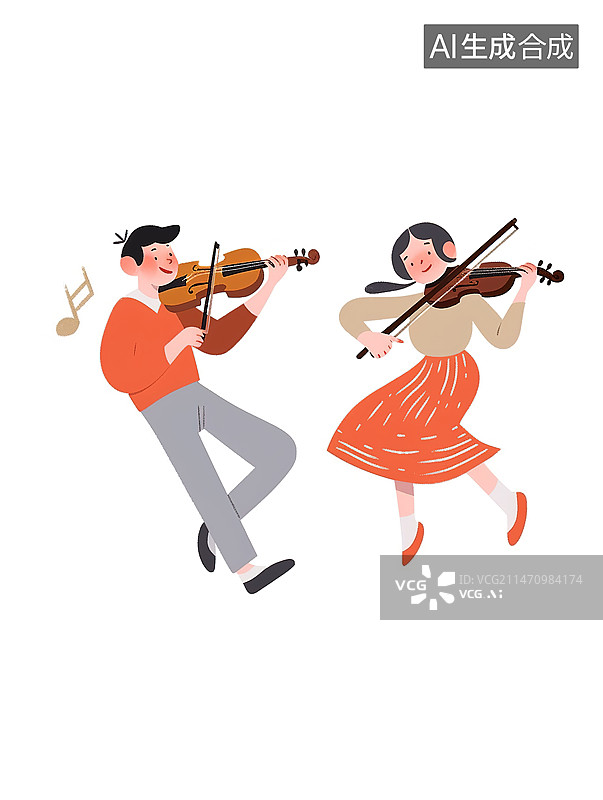 【AI数字艺术】拉小提琴表演人物形象场景图片素材