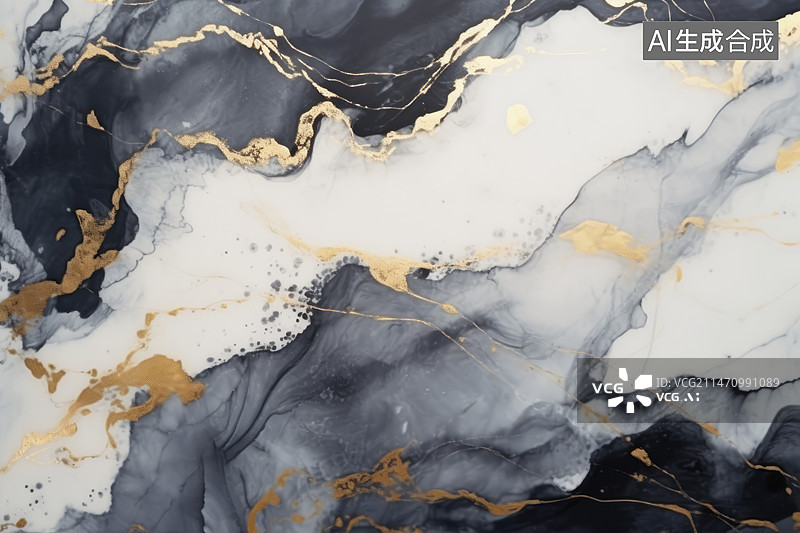 【AI数字艺术】黑金大理石纹理抽象背景图片素材