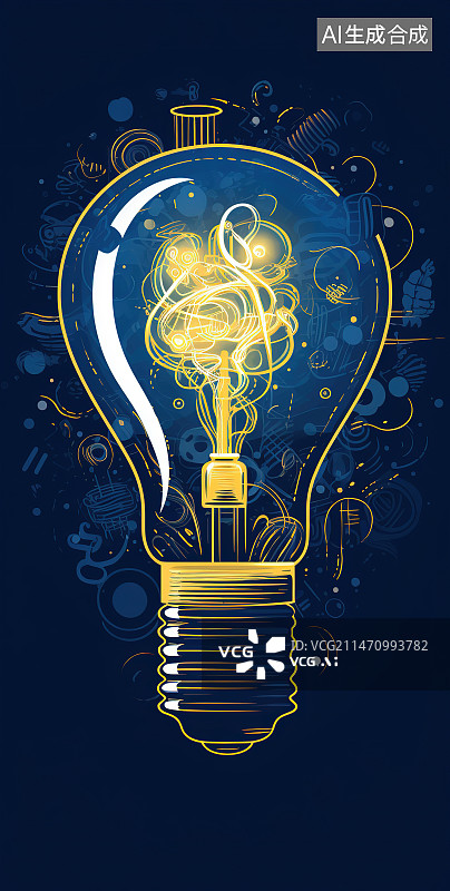 【AI数字艺术】黑色背景下发光灯泡的特写镜头图片素材