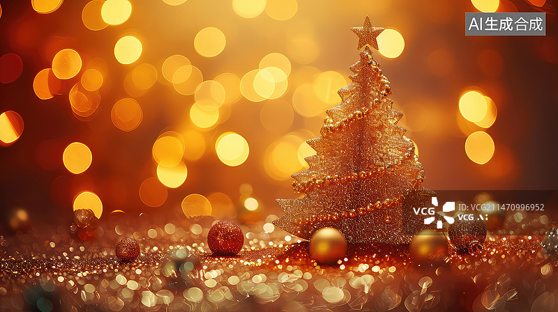 【AI数字艺术】金色圣诞图片素材