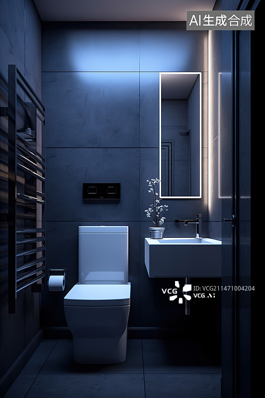 【AI数字艺术】现代风格的卫生间图片素材