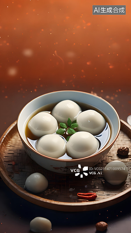 【AI数字艺术】热气腾腾的汤圆图片素材