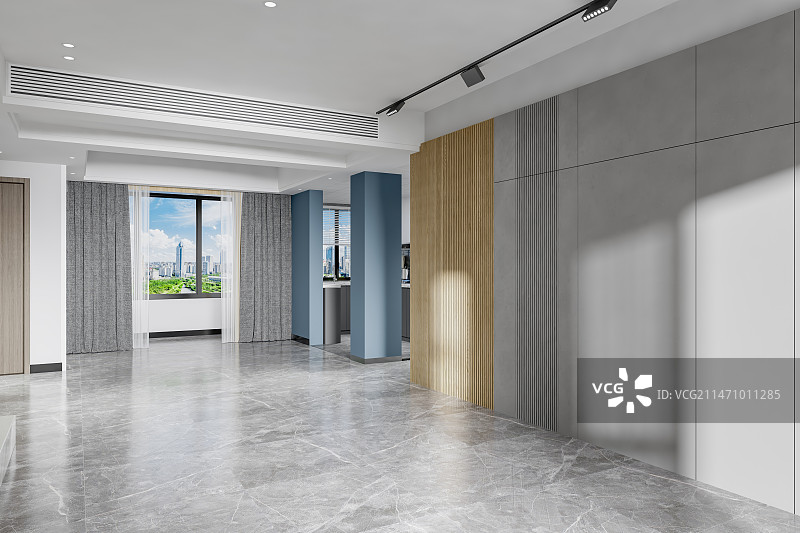 现代风格豪宅室内客厅餐厅空场景 电视背景墙图片素材
