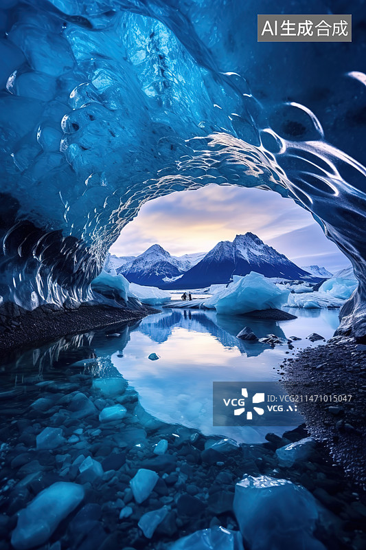 【AI数字艺术】冬季的冰山和浮冰图片素材