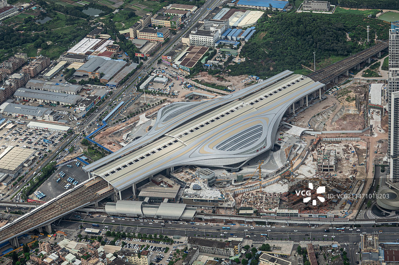 东莞虎门高铁站航拍图片素材