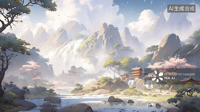 【AI数字艺术】中国古典山水画图片素材