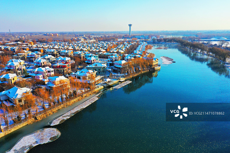 雄安新区雄县温泉城景美冰如镜 （温泉城）图片素材