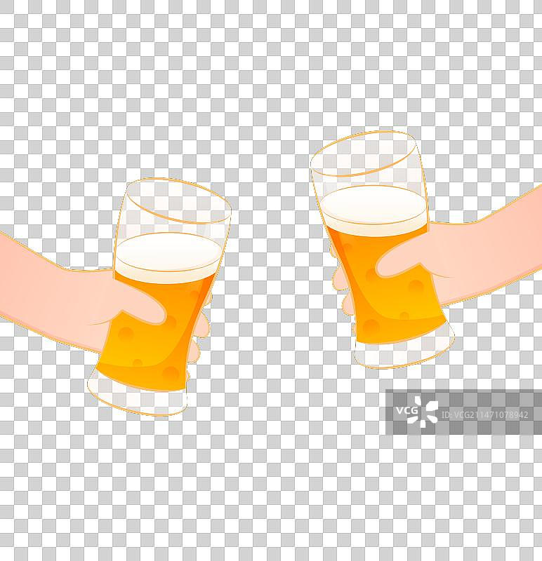手拿啤酒干杯插画元素图片素材