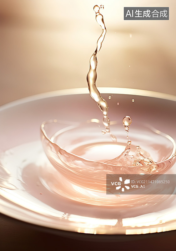 【AI数字艺术】水滴在水中飞溅的特写镜头图片素材